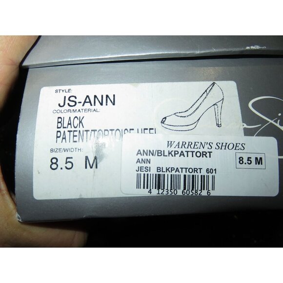 Jessica Simpson Ann Black Patent Leather Peep Toe Pumps with Tortoise Heels 8.5 - Picture 5 of 10